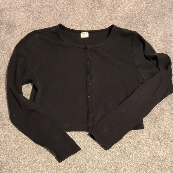 Aritzia Sunday Best Black Cropped Cardigan Size Large - Picture 1 of 6